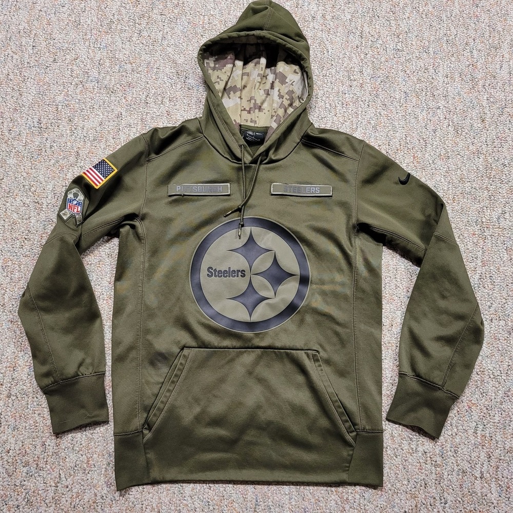 Pittsburgh Steelers Hoodie Sweatshirt Mens Small Green Salute to Service Nike